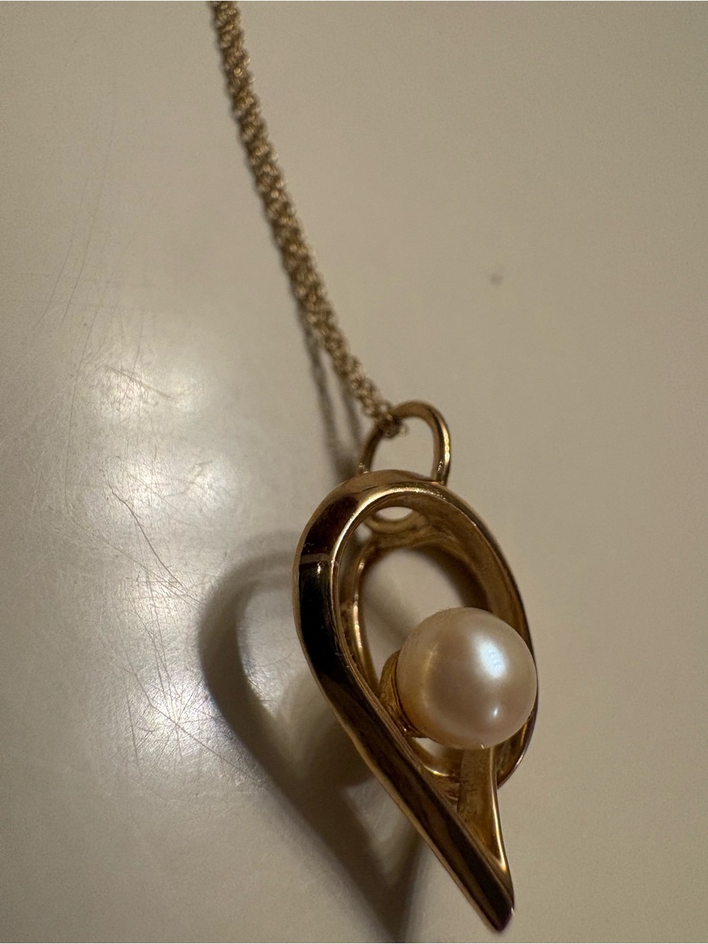 14K Gold Pearl Heart Pendant Necklace - Women Jewelry - Picture 3 of 7